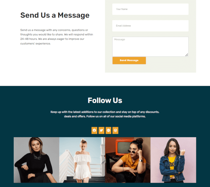 WooCommerce store Contacts Us page